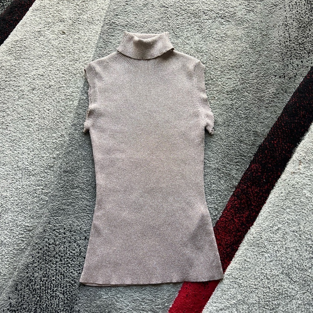 3.1 Philip Lim Metallic Mockneck Sleeveless Top